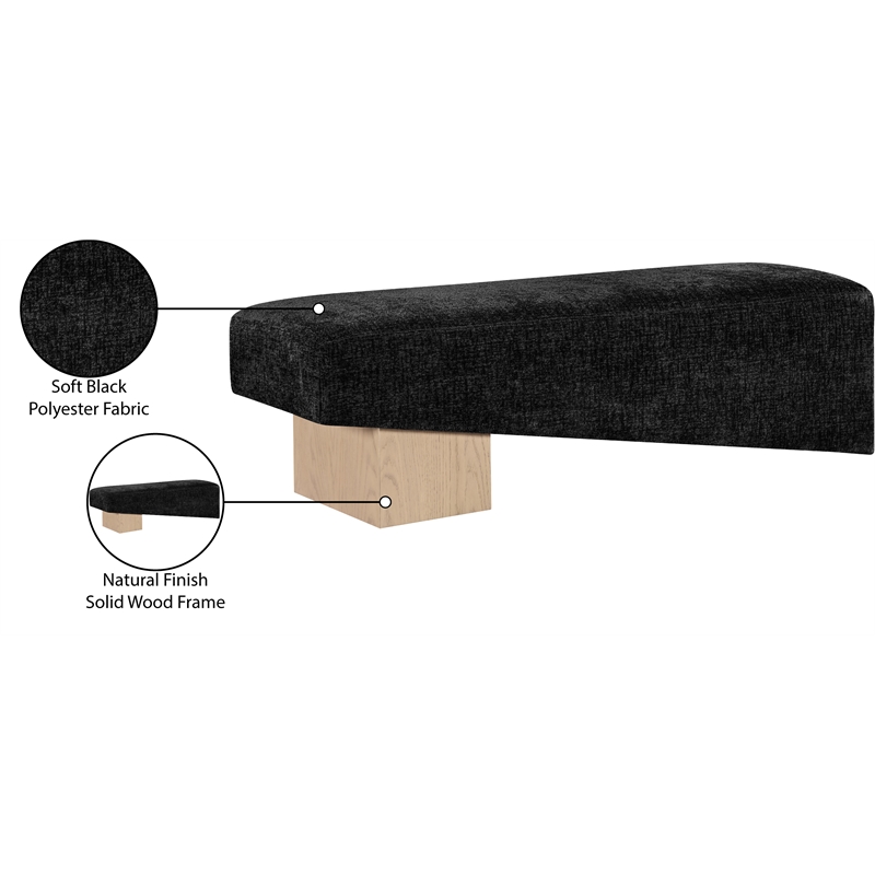 Meridian Furniture Alora Black Polyester Fabric Bench