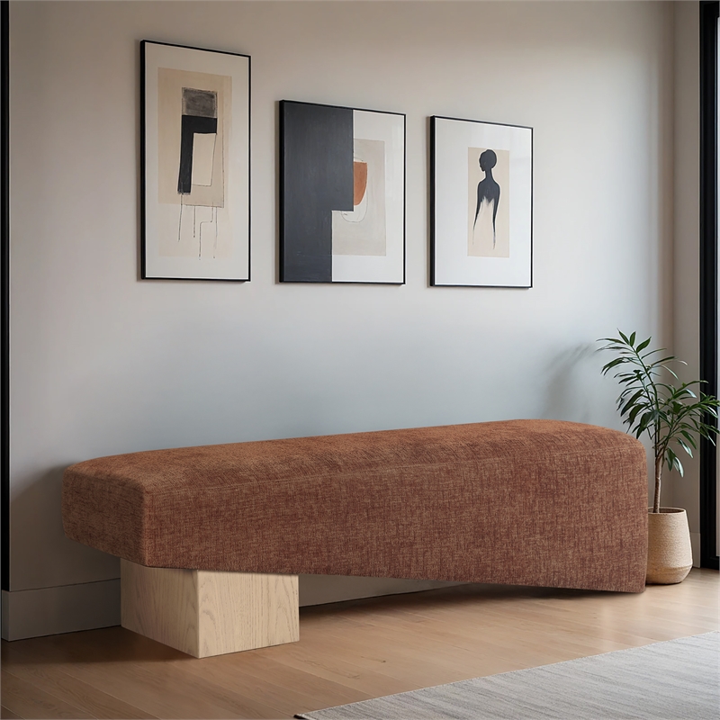 Meridian Furniture Alora Cognac Polyester Fabric Bench
