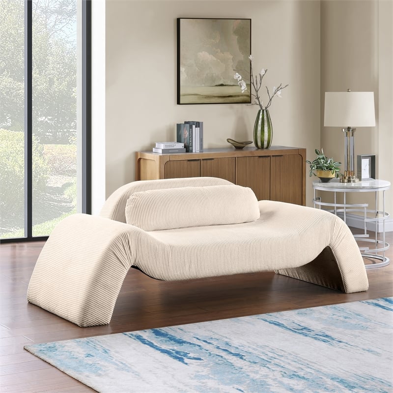 Meridian Furniture Austin Beige Microsuede Corduroy Loveseat
