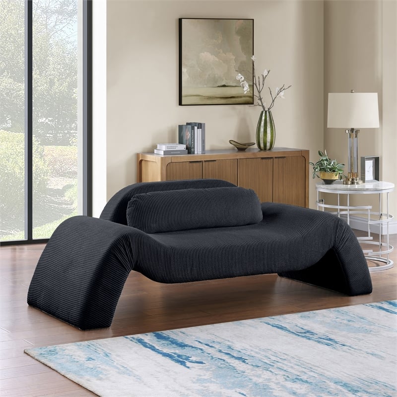 Meridian Furniture Austin Black Microsuede Corduroy Loveseat