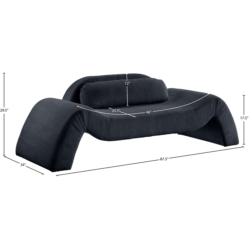 Meridian Furniture Austin Black Microsuede Corduroy Loveseat