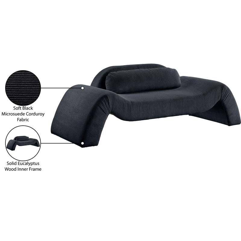 Meridian Furniture Austin Black Microsuede Corduroy Loveseat