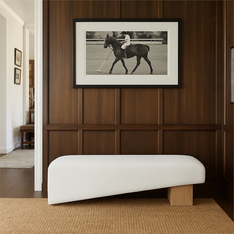 Meridian Furniture Alora Cream Polyester Fabric Bench