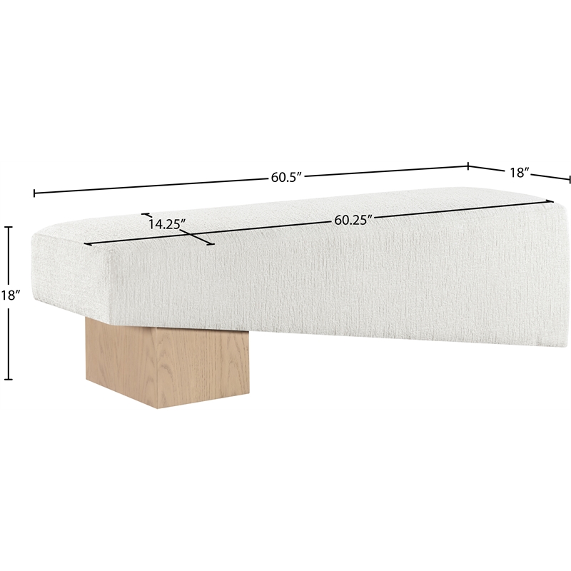 Meridian Furniture Alora Cream Polyester Fabric Bench