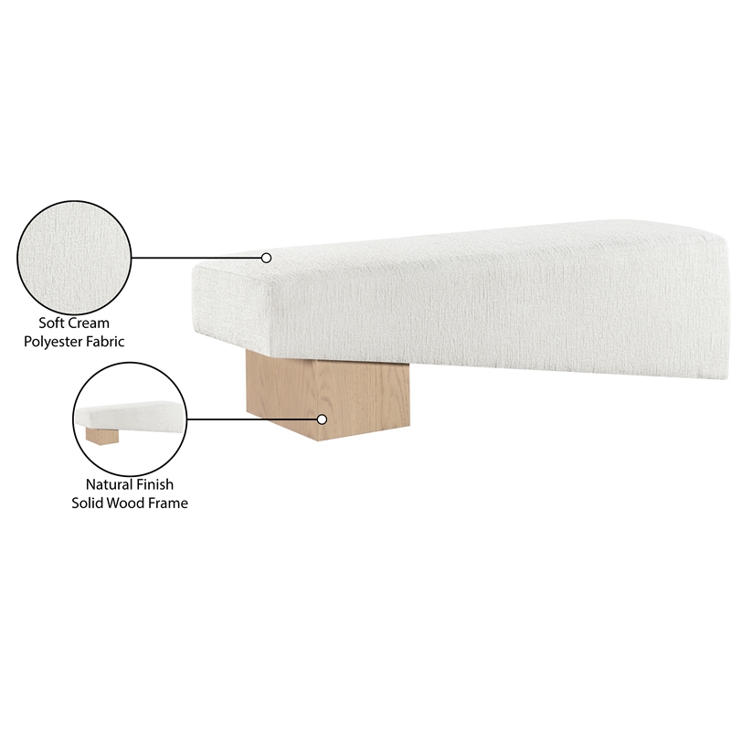 Meridian Furniture Alora Cream Polyester Fabric Bench