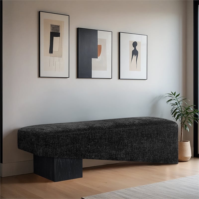 Meridian Furniture Alora Black Polyester Fabric Bench