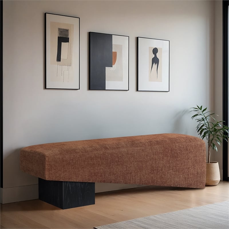 Meridian Furniture Alora Cognac Polyester Fabric Bench