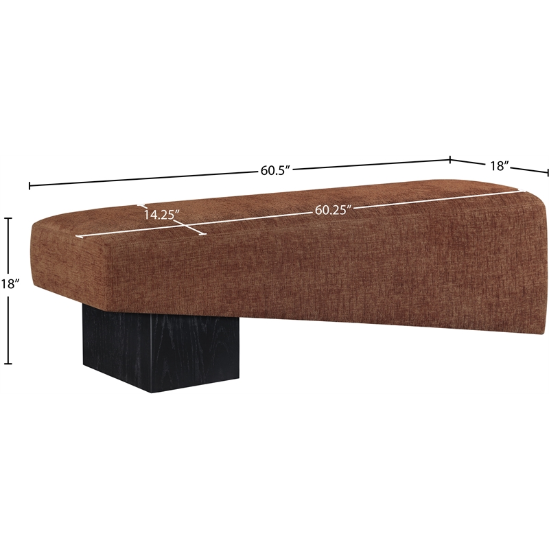 Meridian Furniture Alora Cognac Polyester Fabric Bench