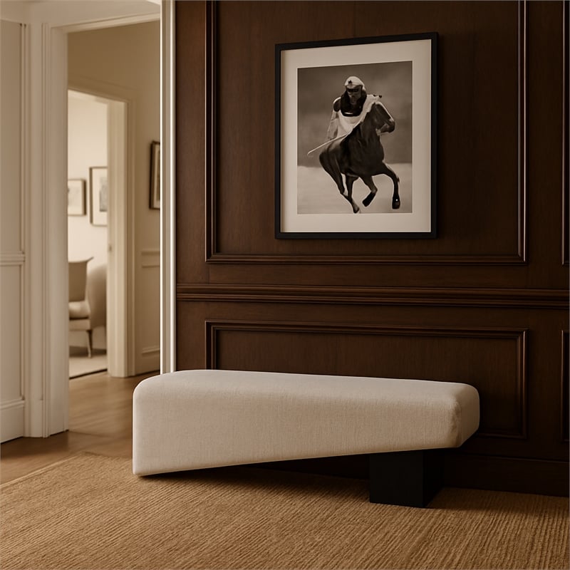 Meridian Furniture Alora Cream Polyester Fabric Bench