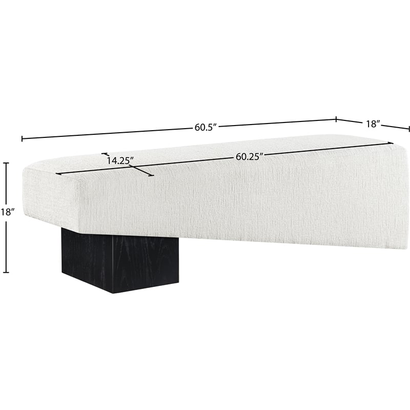Meridian Furniture Alora Cream Polyester Fabric Bench