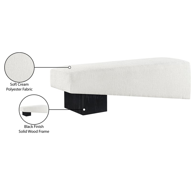 Meridian Furniture Alora Cream Polyester Fabric Bench