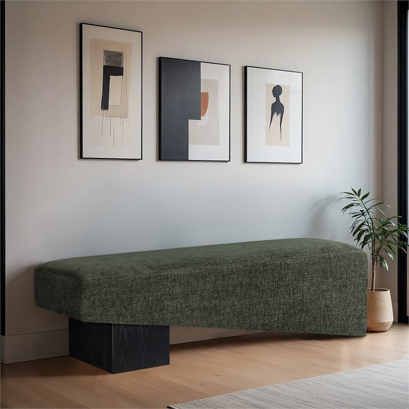 Meridian Furniture Alora Green Polyester Fabric Bench