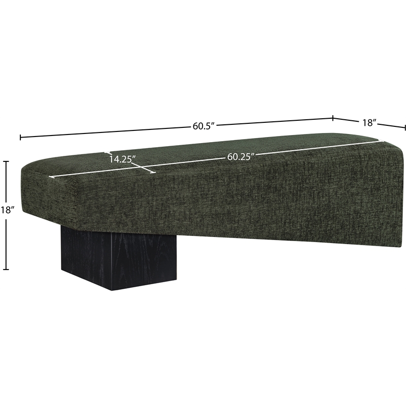 Meridian Furniture Alora Green Polyester Fabric Bench