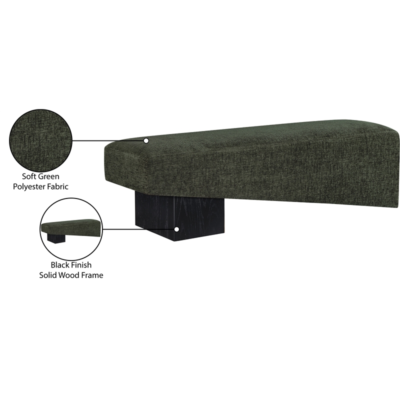 Meridian Furniture Alora Green Polyester Fabric Bench