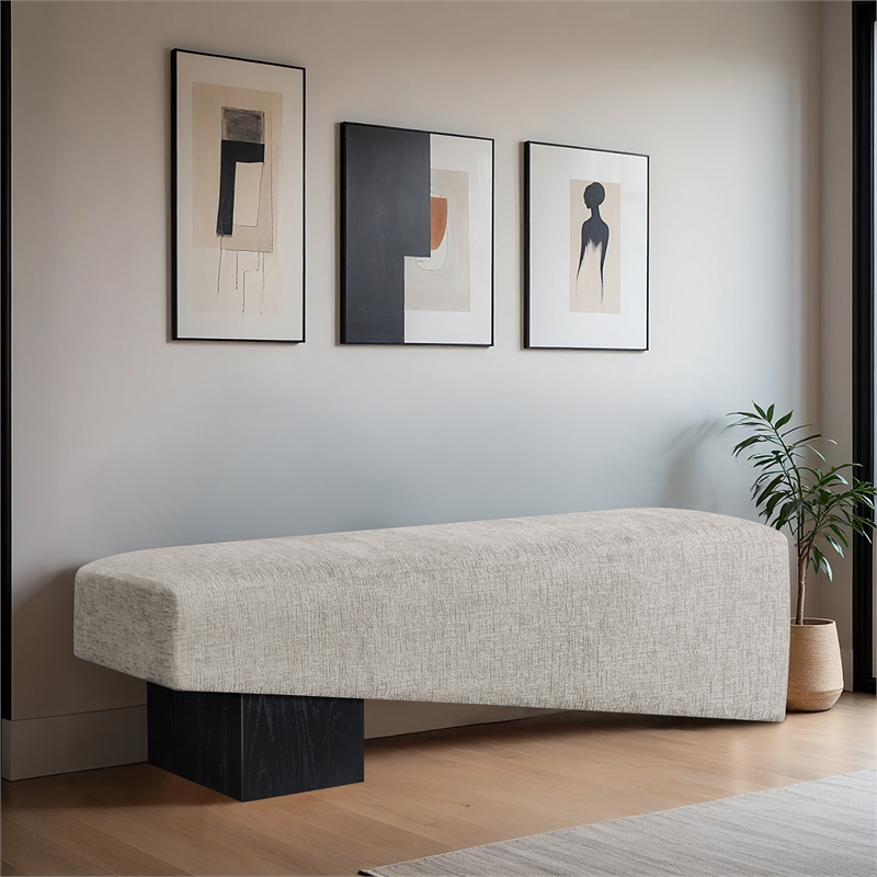 Meridian Furniture Alora Grey Polyester Fabric Bench