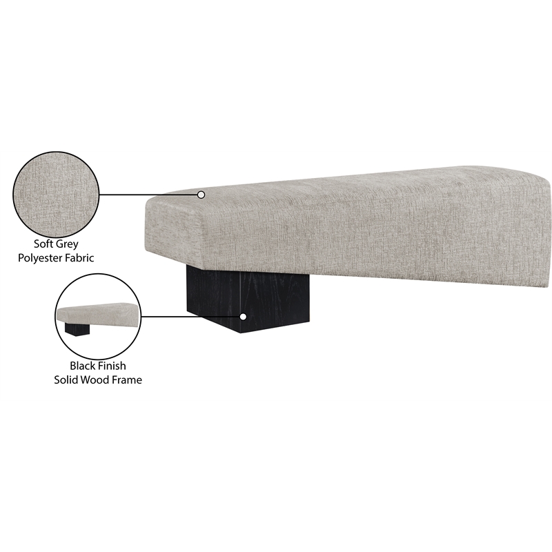 Meridian Furniture Alora Grey Polyester Fabric Bench