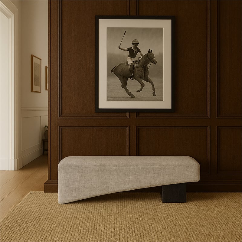 Meridian Furniture Alora Grey Polyester Fabric Bench