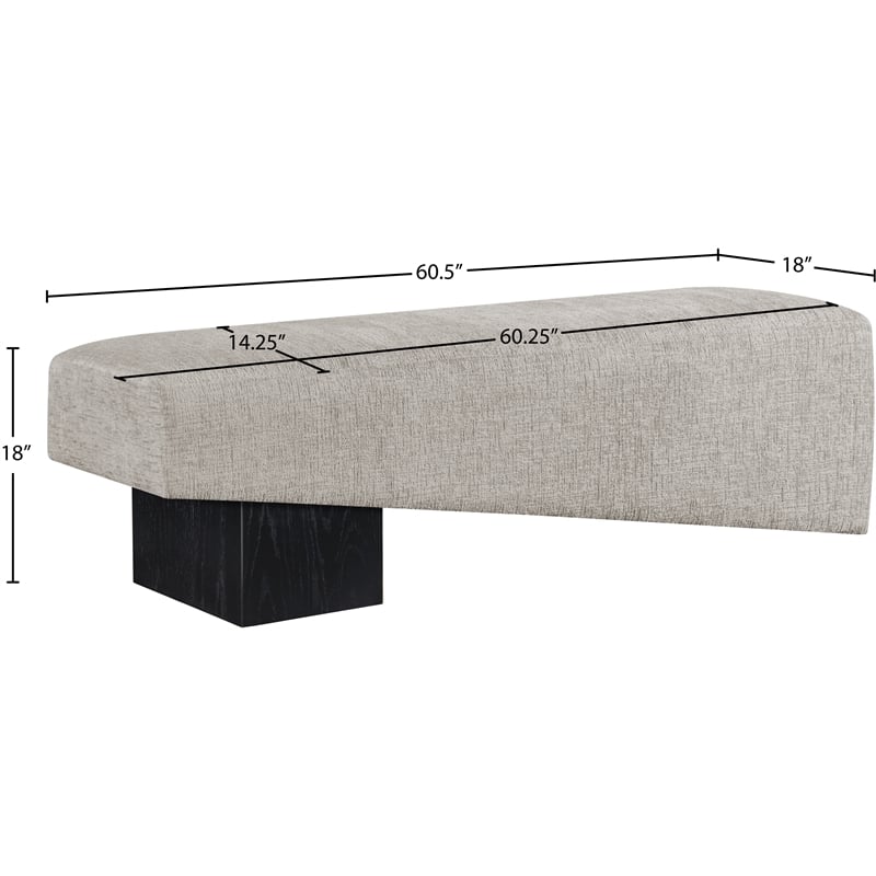 Meridian Furniture Alora Grey Polyester Fabric Bench