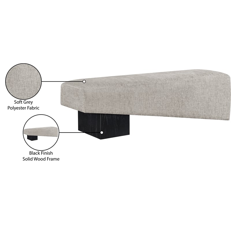 Meridian Furniture Alora Grey Polyester Fabric Bench