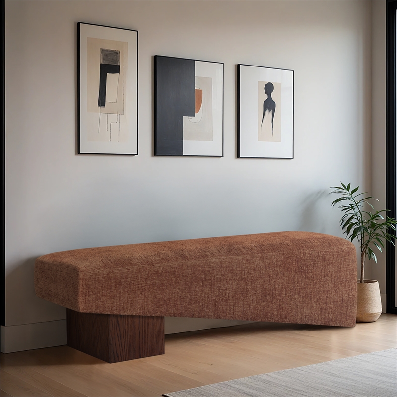 Meridian Furniture Alora Cognac Polyester Fabric Bench