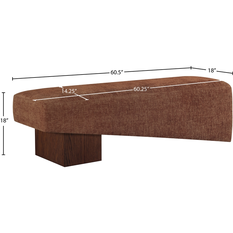 Meridian Furniture Alora Cognac Polyester Fabric Bench