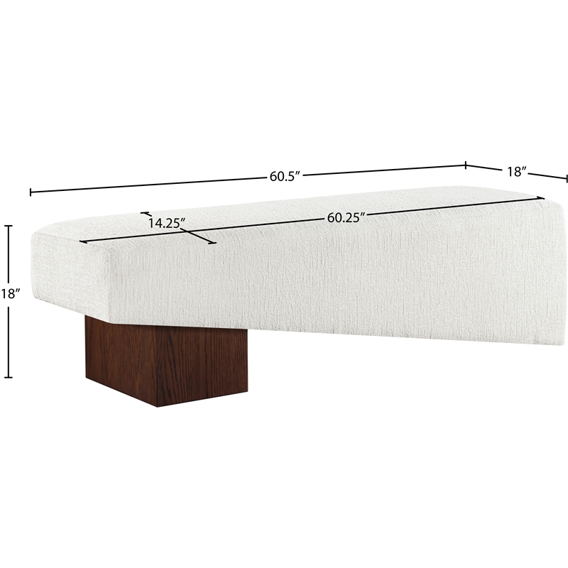 Meridian Furniture Alora Cream Polyester Fabric Bench