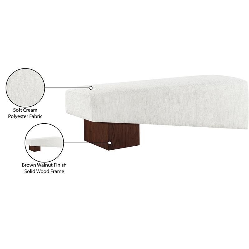 Meridian Furniture Alora Cream Polyester Fabric Bench