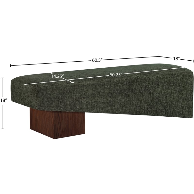 Meridian Furniture Alora Green Polyester Fabric Bench