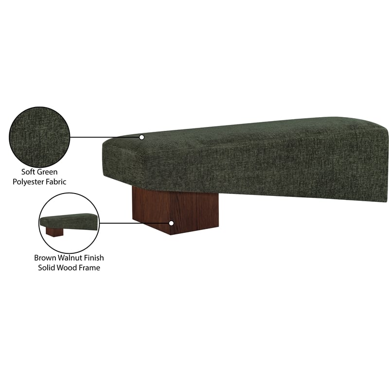 Meridian Furniture Alora Green Polyester Fabric Bench