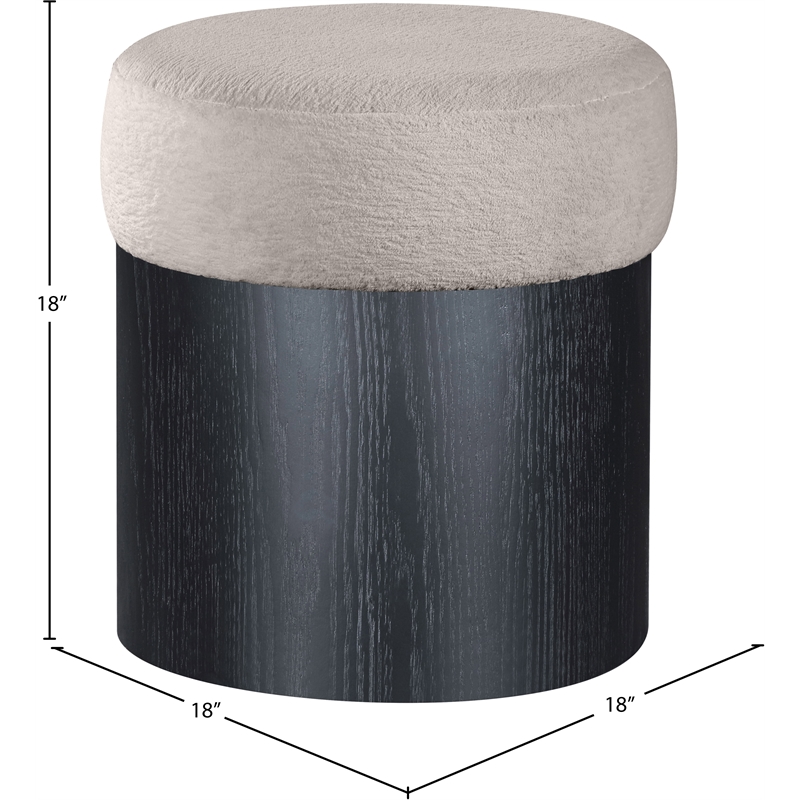 Meridian Furniture Nimes Beige Velour Fur Fabric Ottoman/Stool