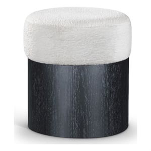 Meridian Furniture Nimes Cream Velour Fur Fabric Ottoman/Stool
