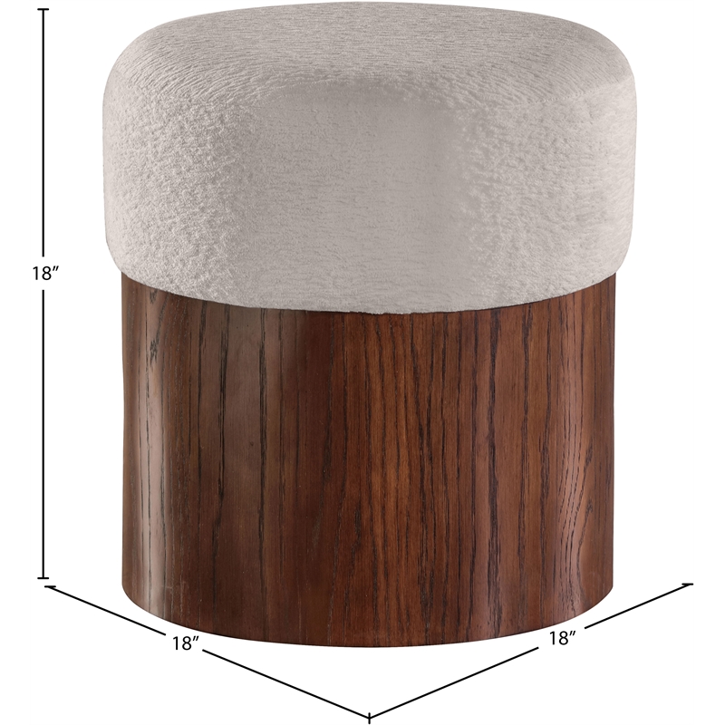 Meridian Furniture Nimes Beige Velour Fur Fabric Ottoman/Stool