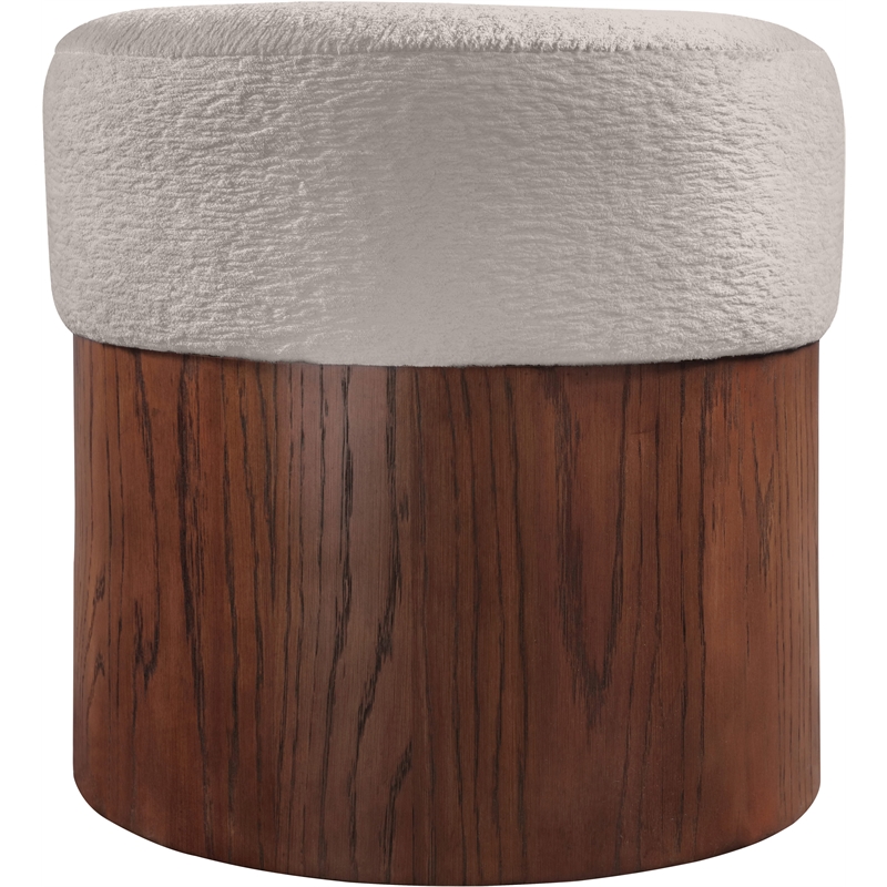 Meridian Furniture Nimes Beige Velour Fur Fabric Ottoman/Stool