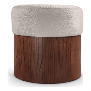 Meridian Furniture Nimes Beige Velour Fur Fabric Ottoman/Stool