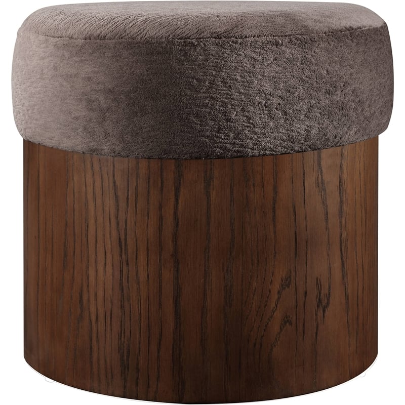 Meridian Furniture Nimes Brown Velour Fur Fabric Ottoman/Stool