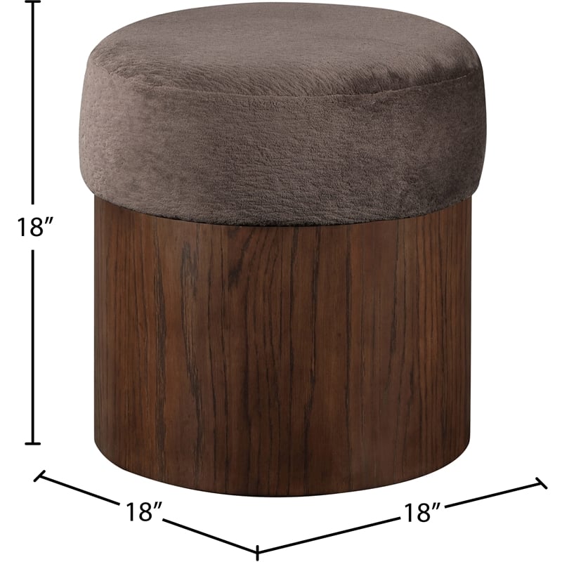 Meridian Furniture Nimes Brown Velour Fur Fabric Ottoman/Stool