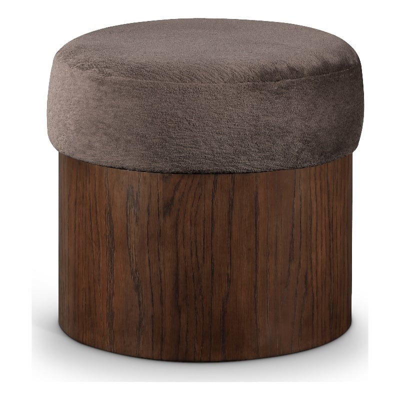 Meridian Furniture Nimes Brown Velour Fur Fabric Ottoman/Stool