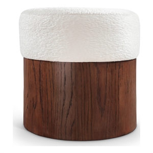 Meridian Furniture Nimes Cream Velour Fur Fabric Ottoman/Stool