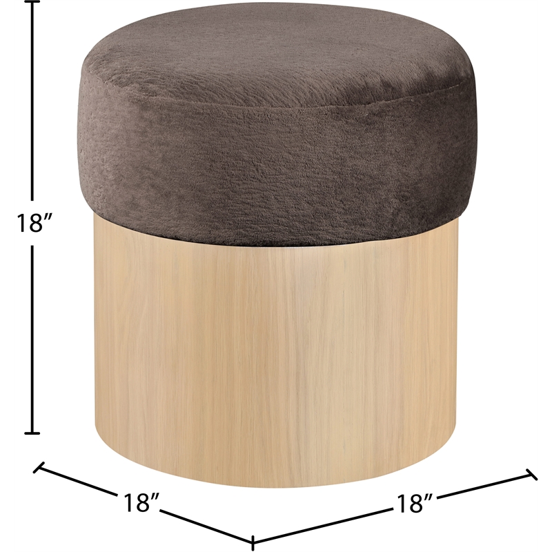 Meridian Furniture Nimes Brown Velour Fur Fabric Ottoman/Stool