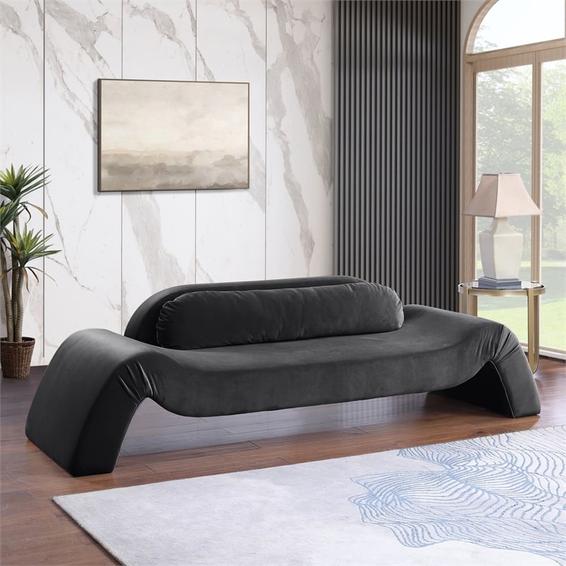 Meridian Furniture Austin Black Velvet Sofa