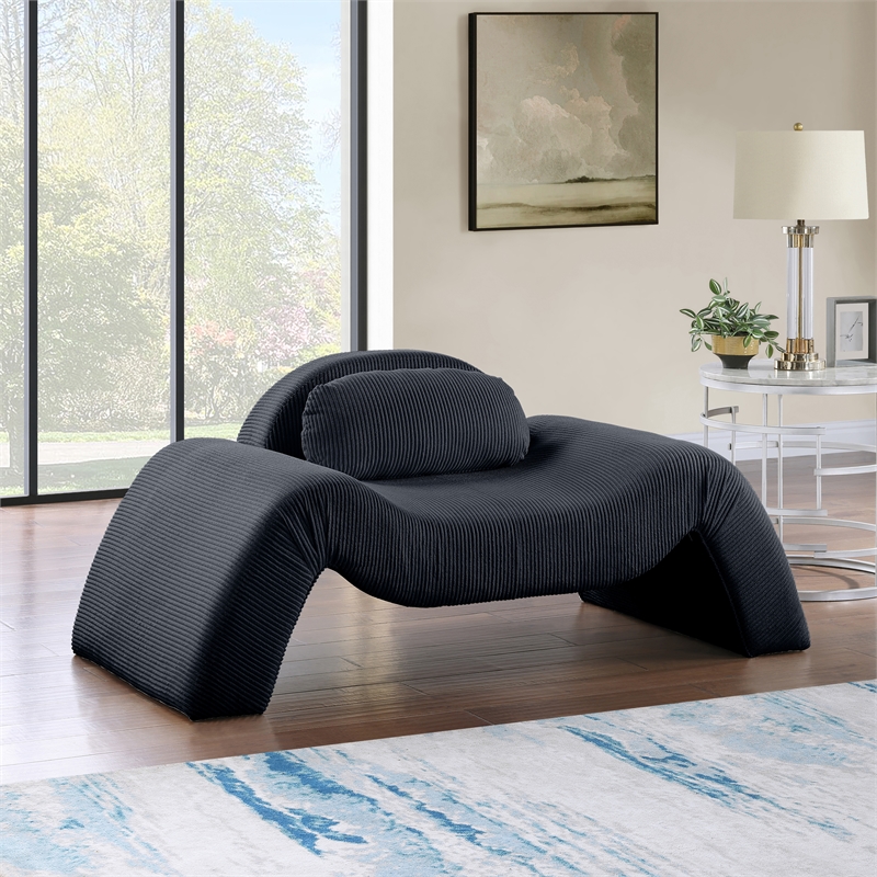Meridian Furniture Austin Black Microsuede Corduroy Chair