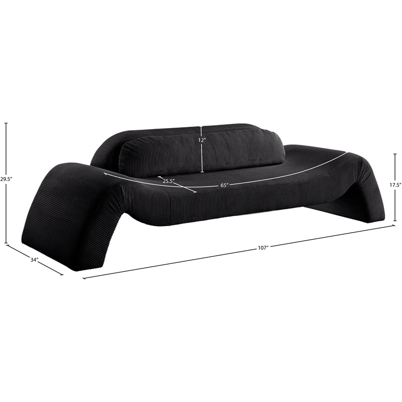 Meridian Furniture Austin Black Microsuede Corduroy Sofa
