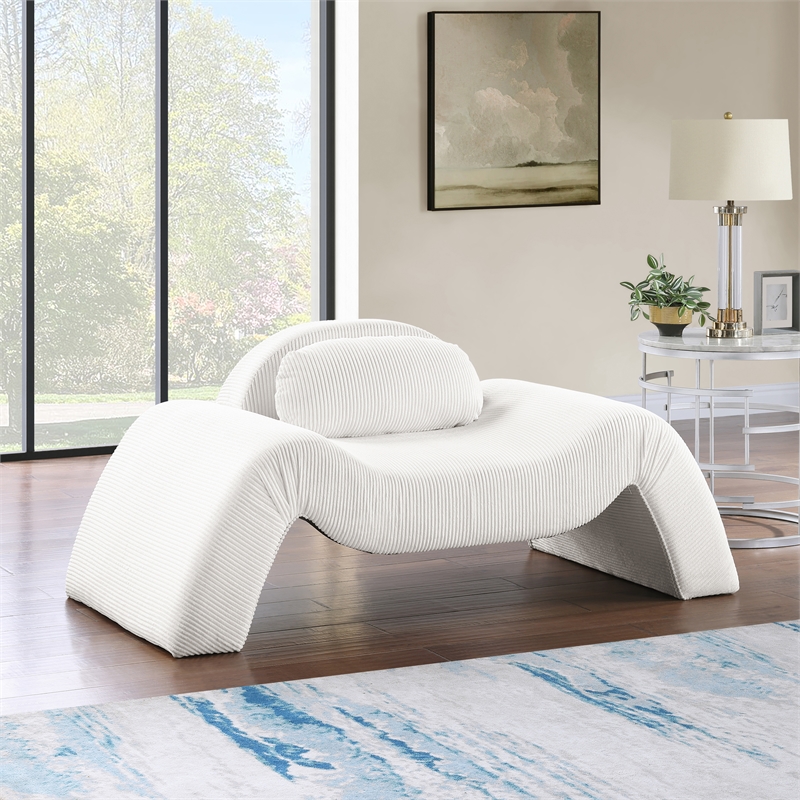 Meridian Furniture Austin Cream Microsuede Corduroy Chair