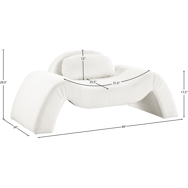 Meridian Furniture Austin Cream Microsuede Corduroy Chair