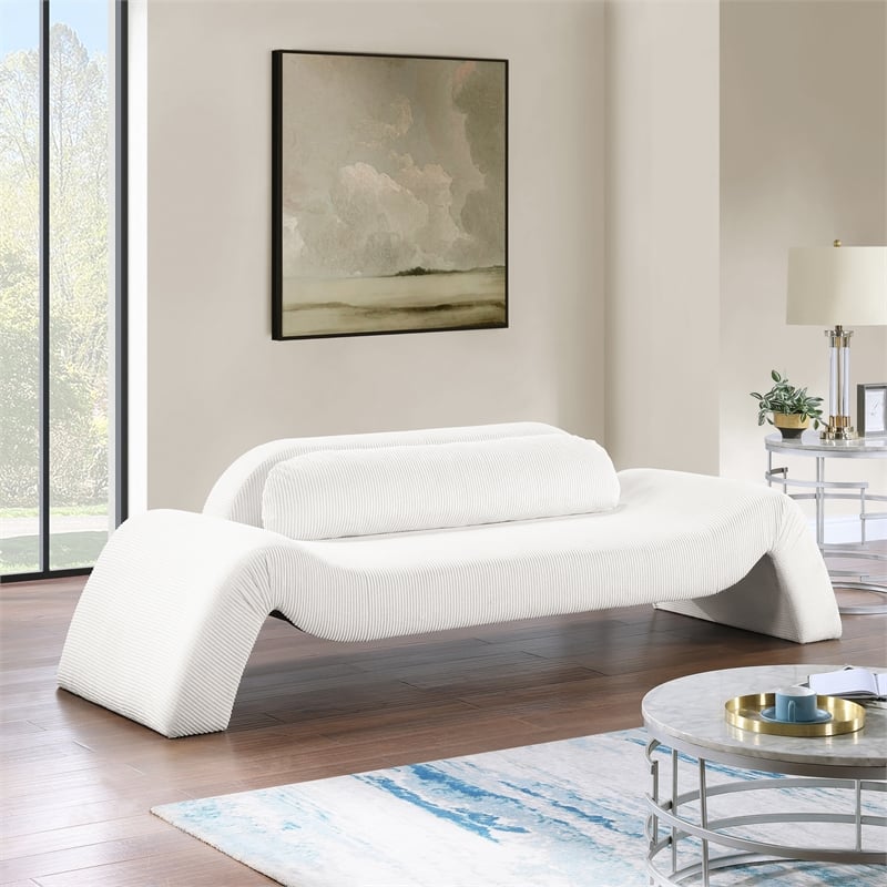 Meridian Furniture Austin Cream Microsuede Corduroy Sofa
