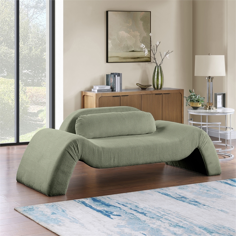 Meridian Furniture Austin Green Microsuede Corduroy Loveseat