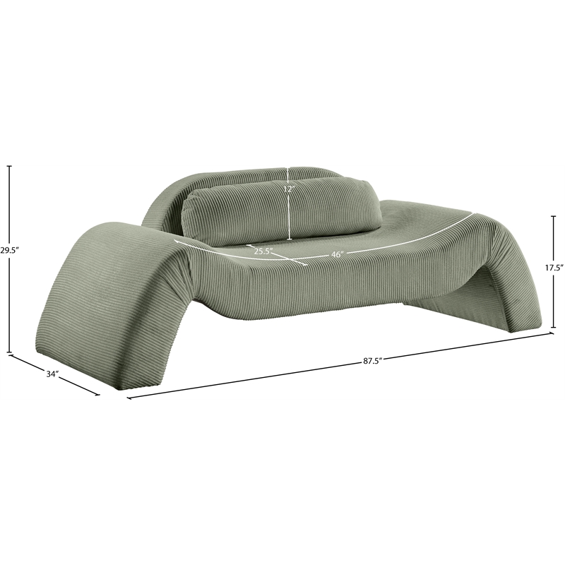 Meridian Furniture Austin Green Microsuede Corduroy Loveseat