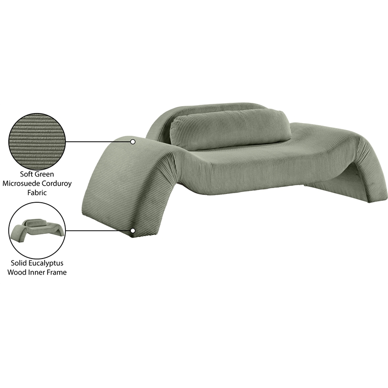 Meridian Furniture Austin Green Microsuede Corduroy Loveseat
