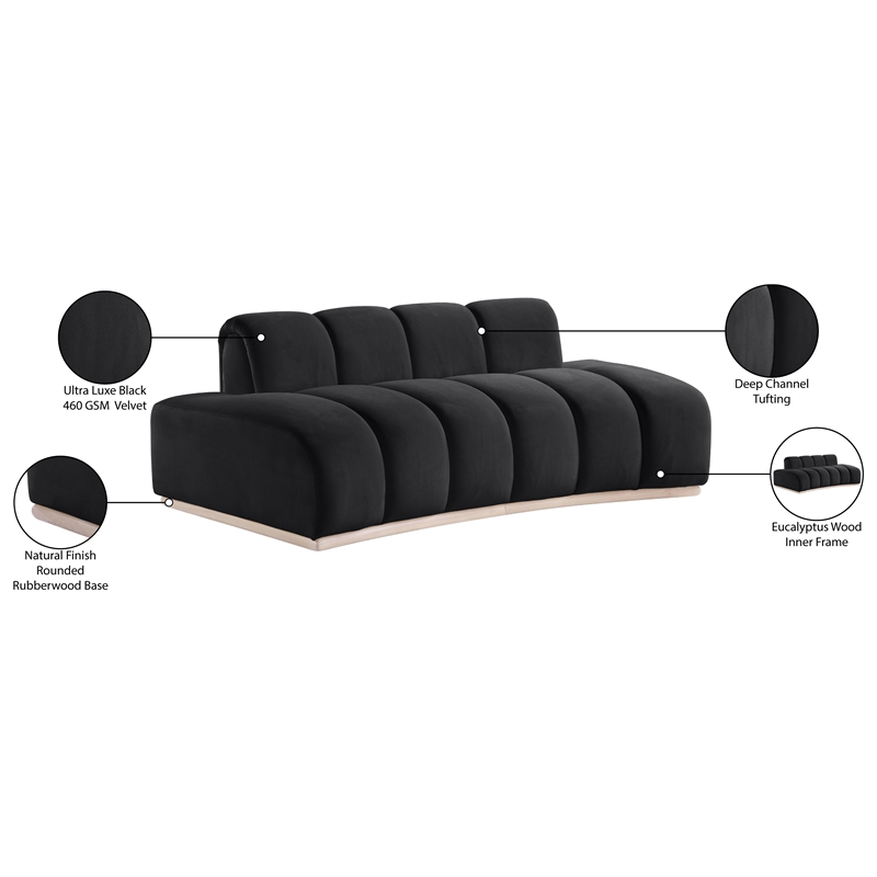 Meridian Furniture Jace Black Velvet Loveseat