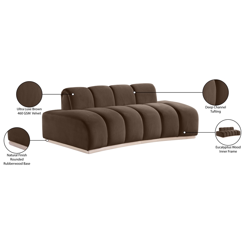 Meridian Furniture Jace Brown Velvet Loveseat